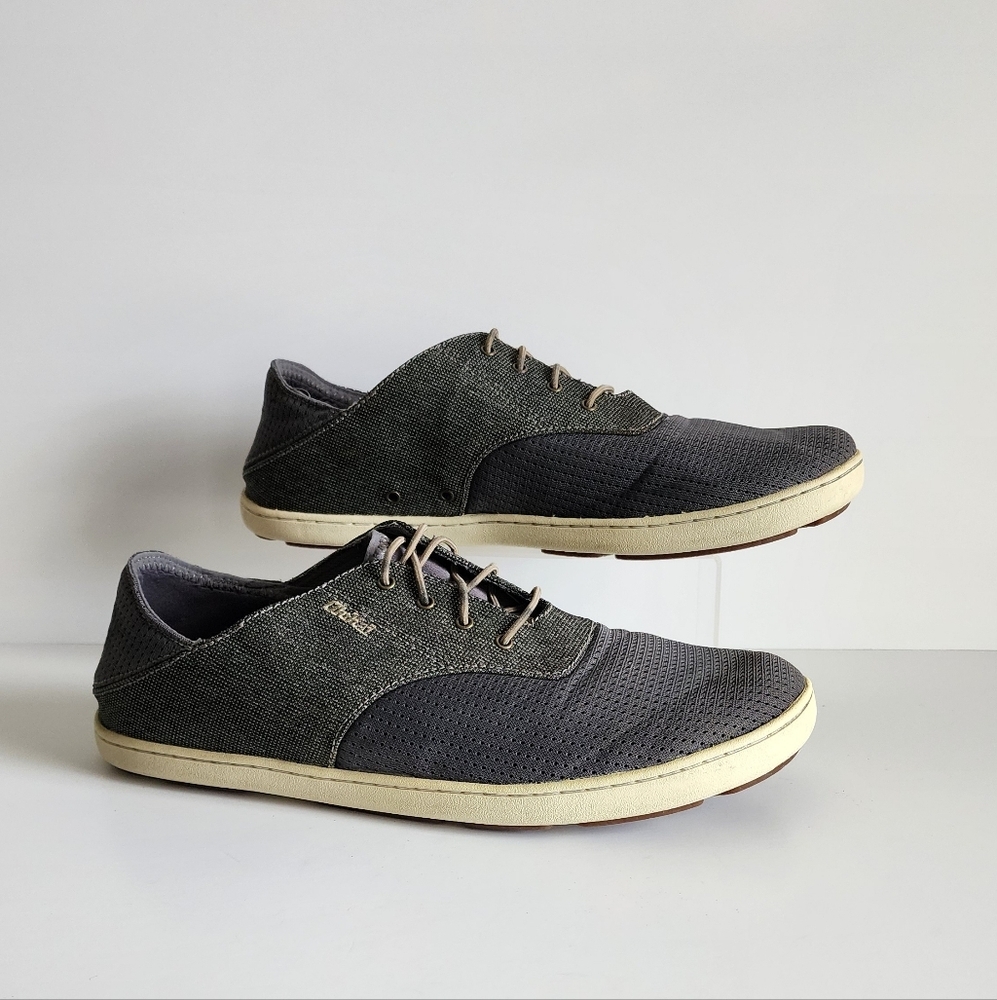Olukai Nohea Moku Men’s Sz.9 No-Tie Boat Gray Casual Shoes
